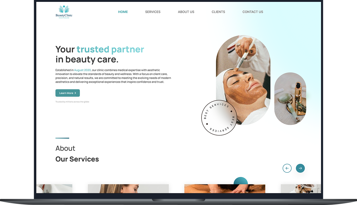 Bilingual beauty clinic website homepage screenshot